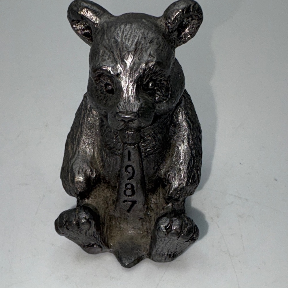 Michael Ricker Charming Pewter Black Bear Figurine With Tie 1987
